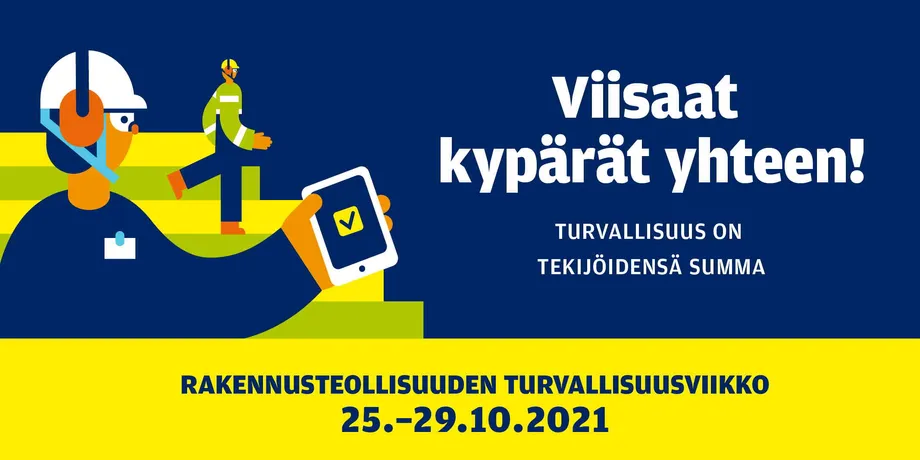Rakennusteollisuus ryn järjestämän työturvallisuusviikon mainosbanneri Icopal Katto Oyn artikkelissa